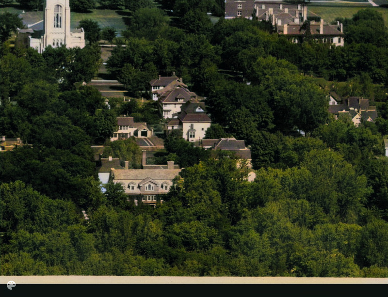 COLORIZED: Aerial view of central campus, from the south