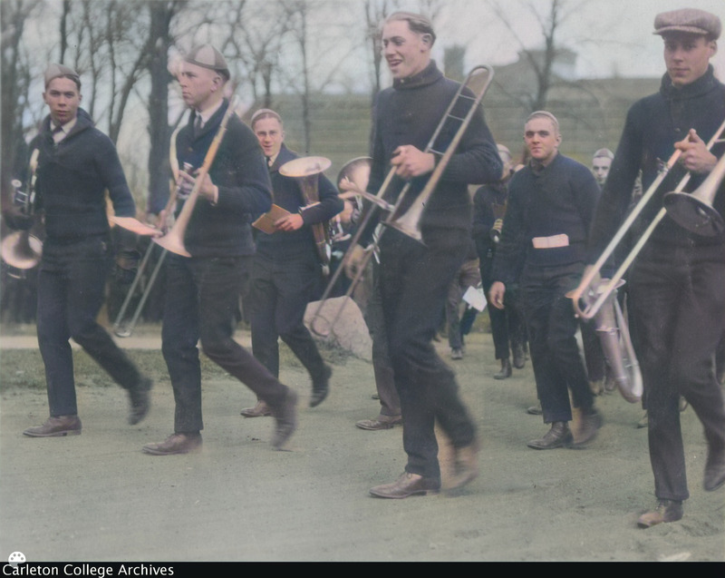 COLORIZED: Carleton Band on parade