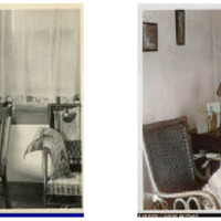 COLORIZED: Student Room (New Women's Dormitory, Gridley, Skinner), viewed from Nourse Hall interior