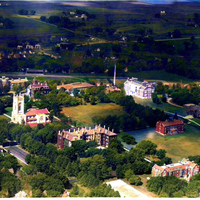 COLORIZED: Aerial view of campus, from the southeast