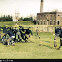 COLORIZED Football drop kick